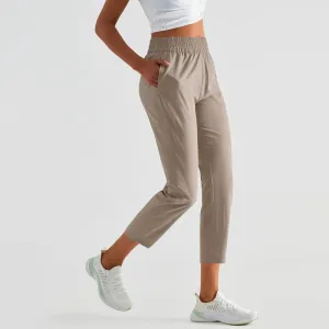 Lawwomen 23" Lightweight Quick Dry Casual Sports Joggers Calf-Length Yoga Pants Women High Waist Running Sweatpants with Pockets