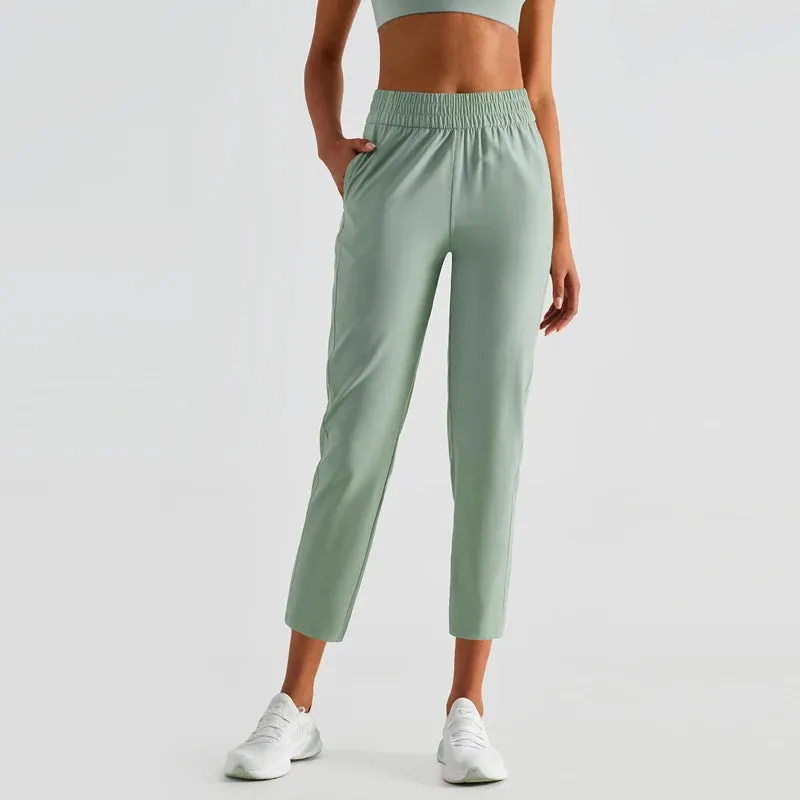 Lawwomen 23" Lightweight Quick Dry Casual Sports Joggers Calf-Length Yoga Pants Women High Waist Running Sweatpants with Pockets