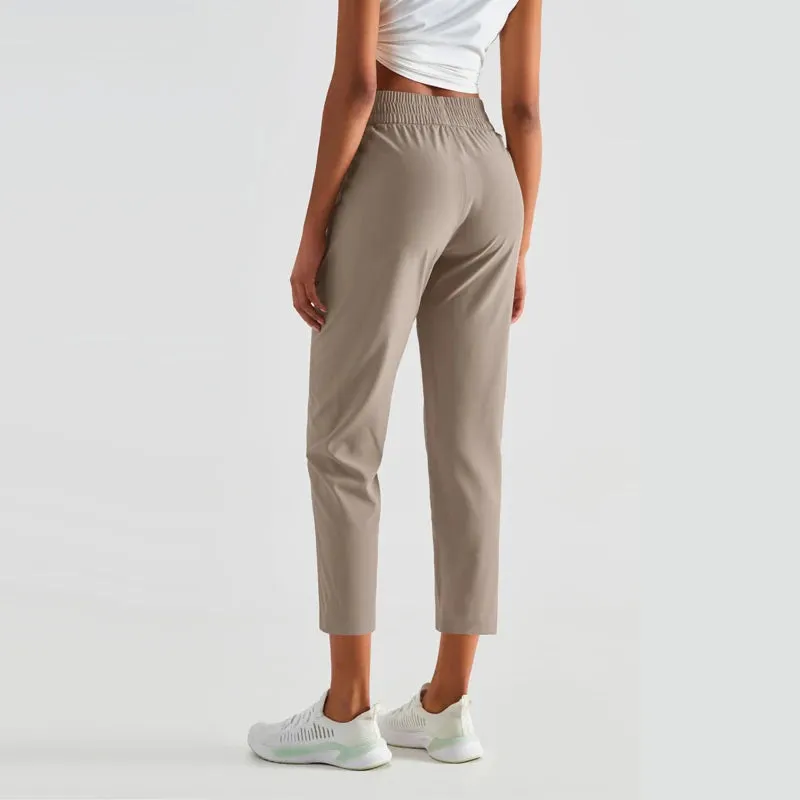 Lawwomen 23" Lightweight Quick Dry Casual Sports Joggers Calf-Length Yoga Pants Women High Waist Running Sweatpants with Pockets