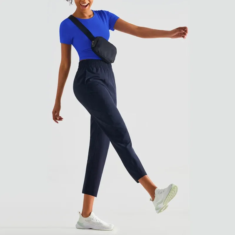 Lawwomen 23" Lightweight Quick Dry Casual Sports Joggers Calf-Length Yoga Pants Women High Waist Running Sweatpants with Pockets