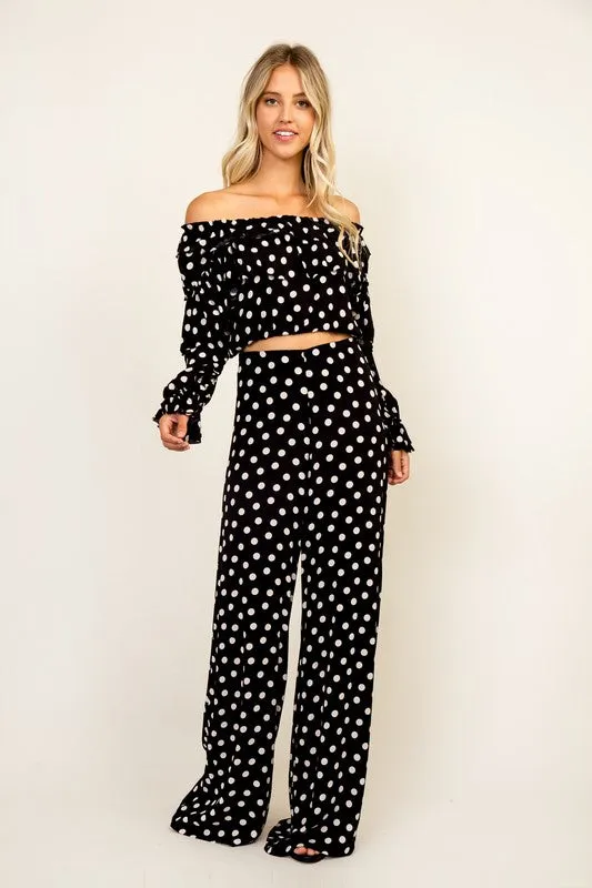 LAYLA WIDE LEG POLKA DOT PANTS