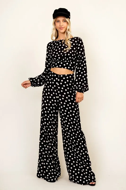 LAYLA WIDE LEG POLKA DOT PANTS