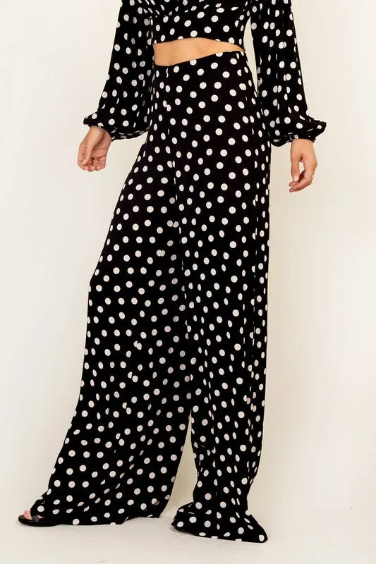 LAYLA WIDE LEG POLKA DOT PANTS
