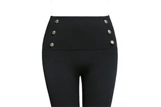 Leggings Zipper Button Hot Drilling High Waist Hip Lift Abdominal Pants