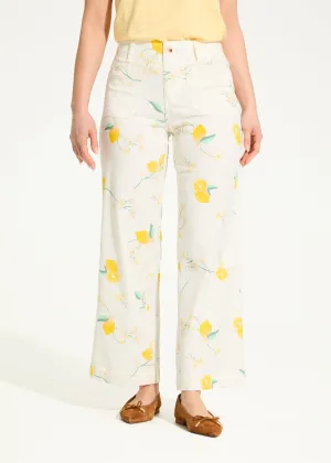 Lemon Print Olivia Wide Ankle Pants