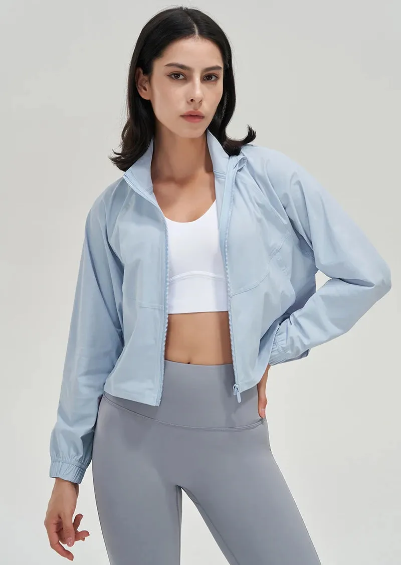 Liana Lightweight Cropped Full Zip Windbreaker Jacket