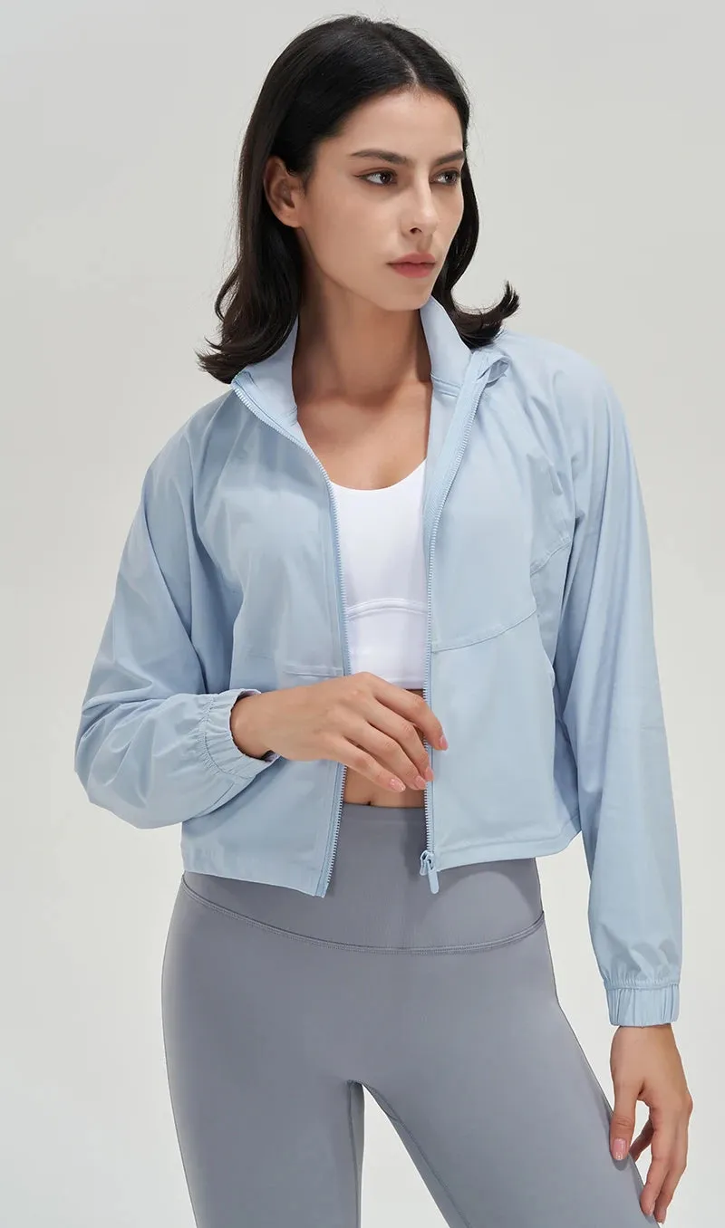 Liana Lightweight Cropped Full Zip Windbreaker Jacket
