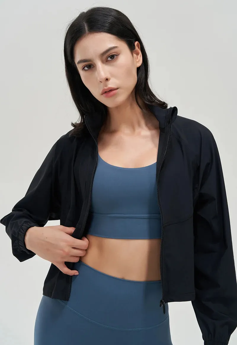 Liana Lightweight Cropped Full Zip Windbreaker Jacket