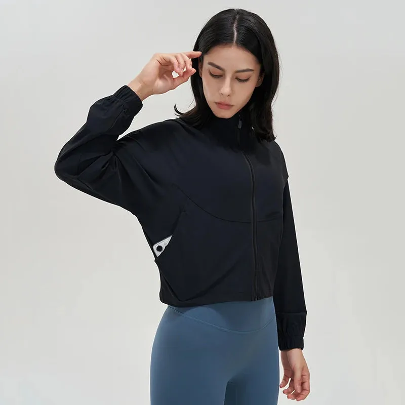 Liana Lightweight Cropped Full Zip Windbreaker Jacket