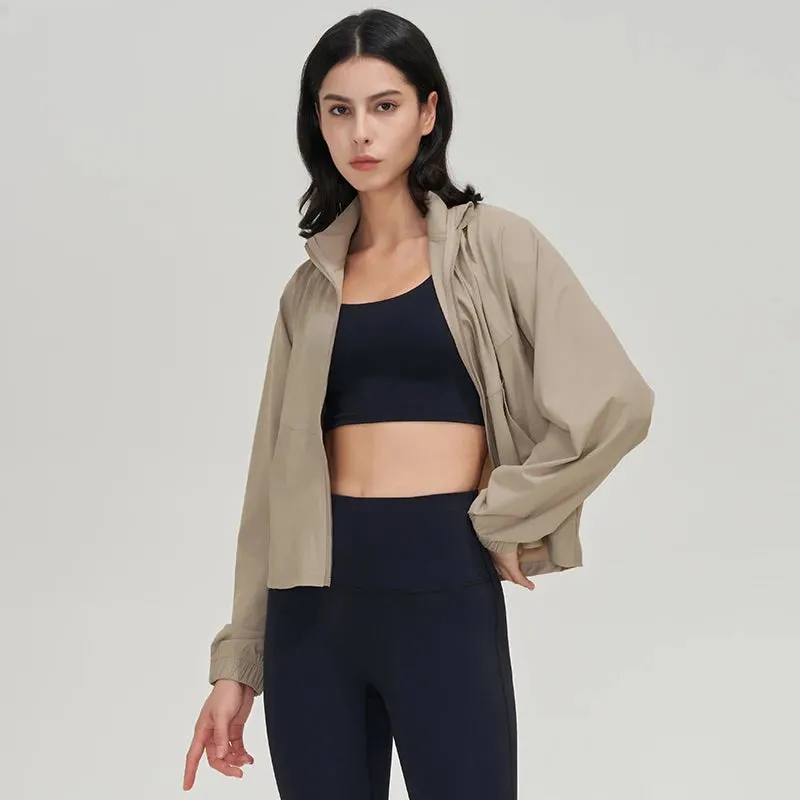 Liana Lightweight Cropped Full Zip Windbreaker Jacket
