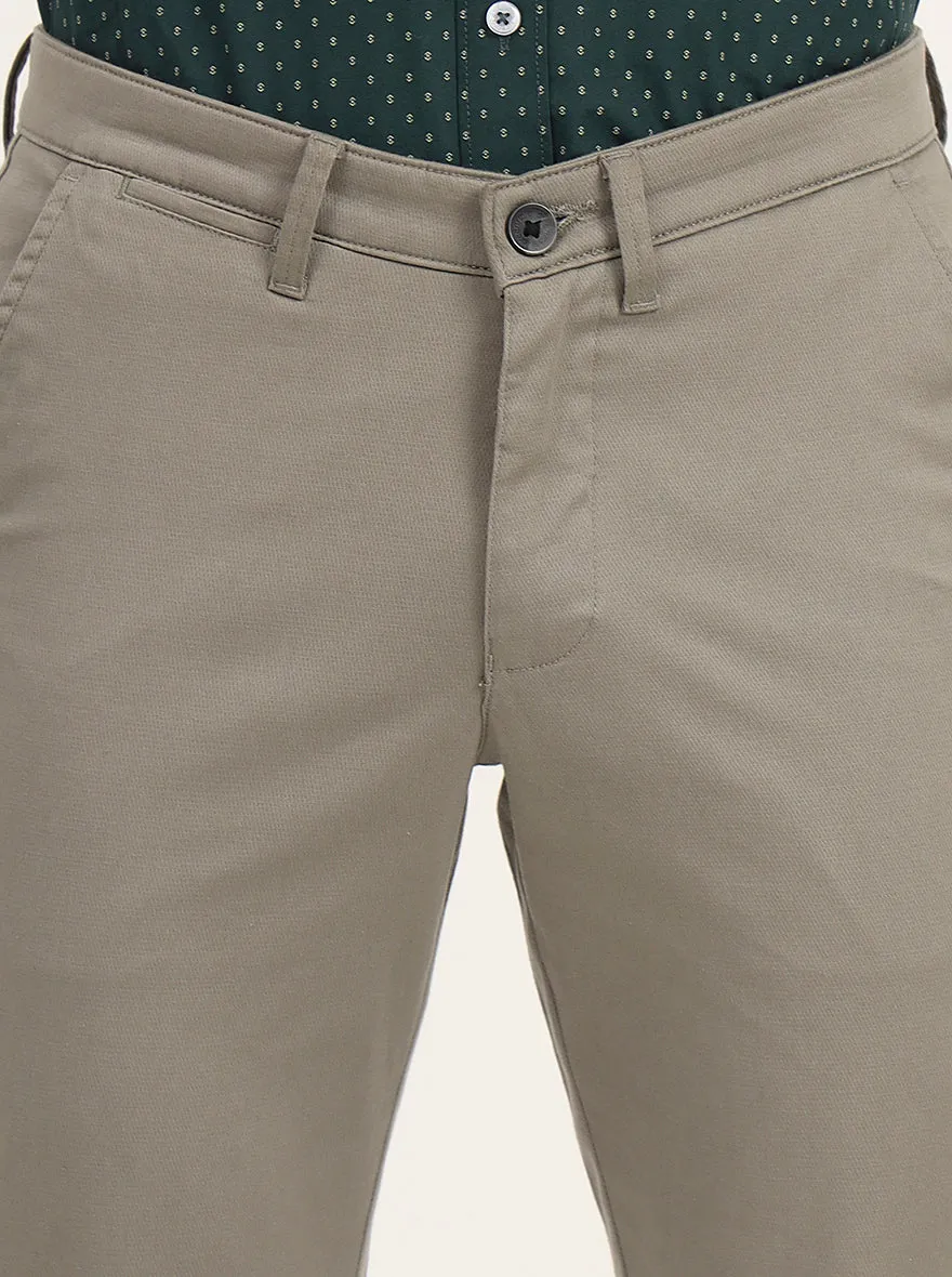 Light Green Solid Slim Fit Casual Trouser | Greenfibre