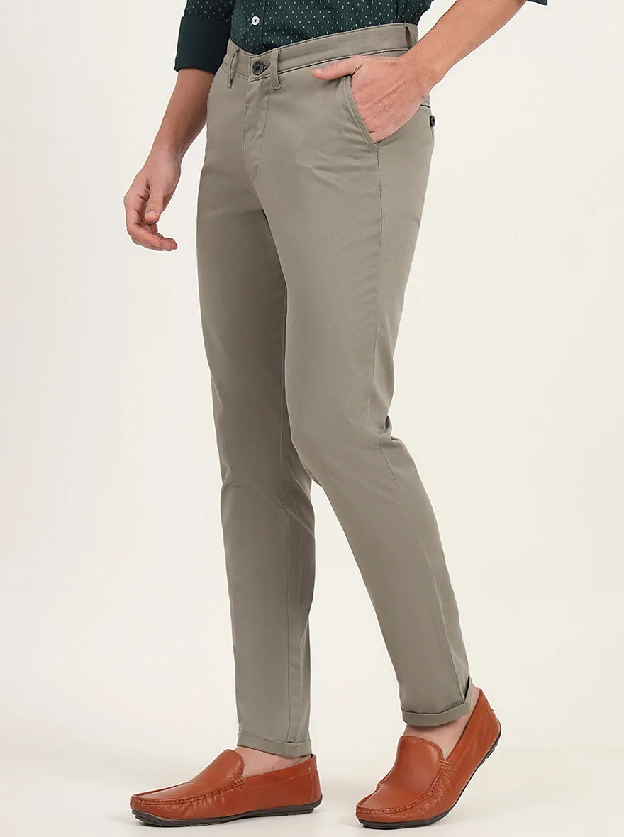 Light Green Solid Slim Fit Casual Trouser | Greenfibre