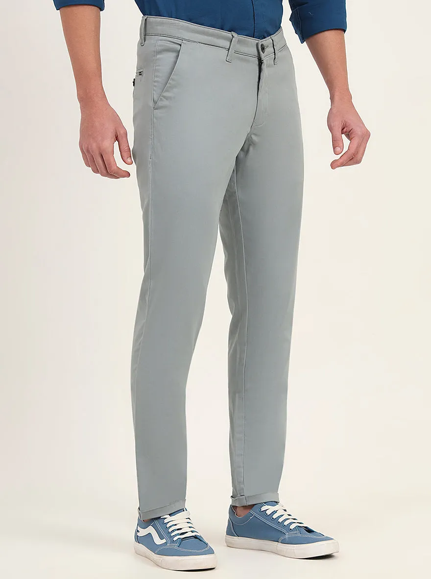 Light Green Solid Slim Fit Casual Trouser | Greenfibre