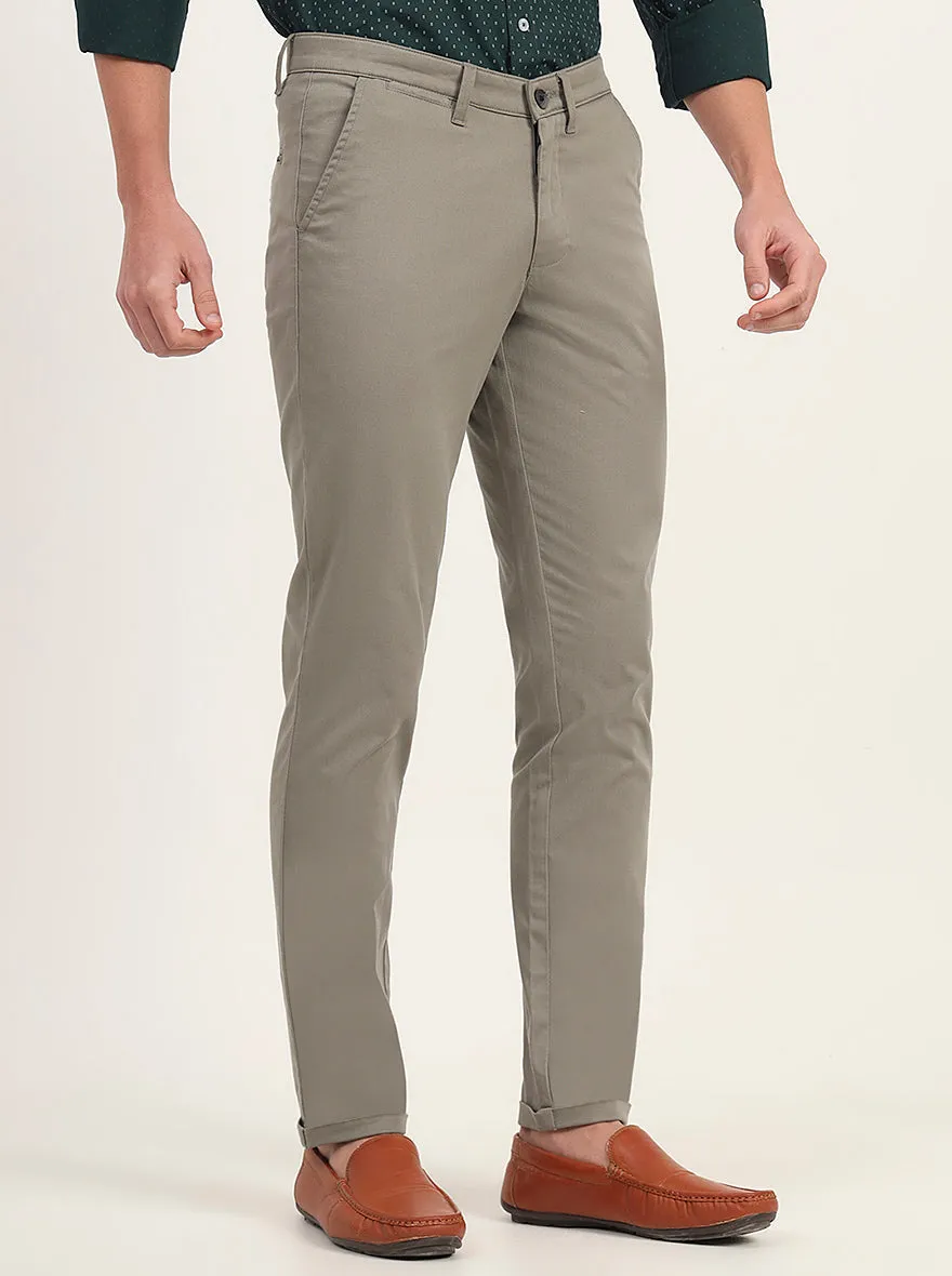 Light Green Solid Slim Fit Casual Trouser | Greenfibre
