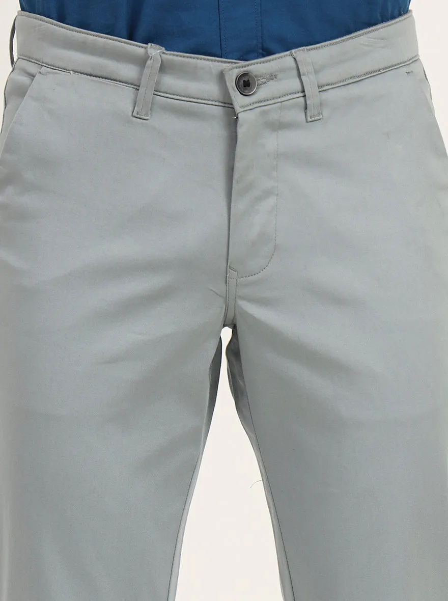 Light Green Solid Slim Fit Casual Trouser | Greenfibre