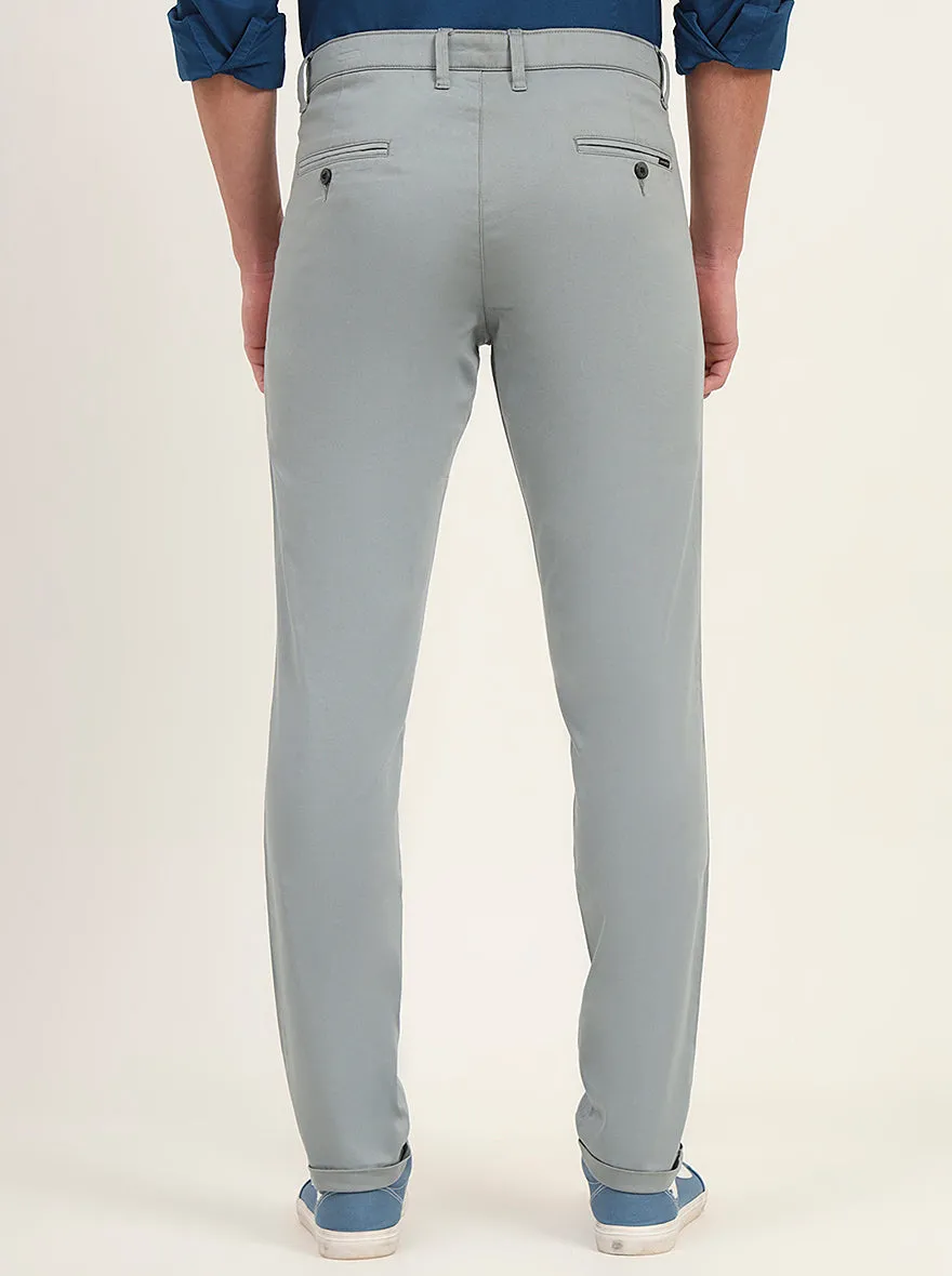 Light Green Solid Slim Fit Casual Trouser | Greenfibre