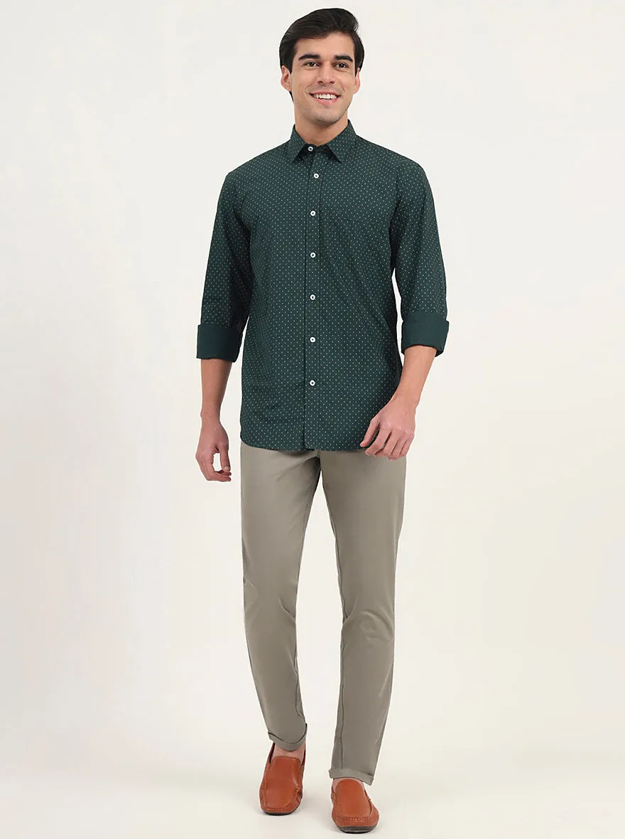 Light Green Solid Slim Fit Casual Trouser | Greenfibre