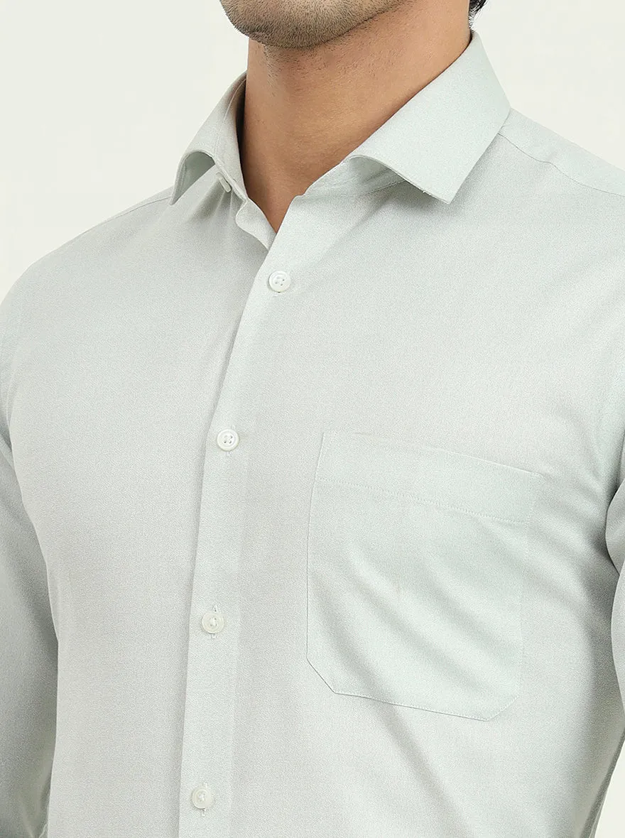 Light Pista Green Solid Slim Fit Formal Shirt | Greenfibre