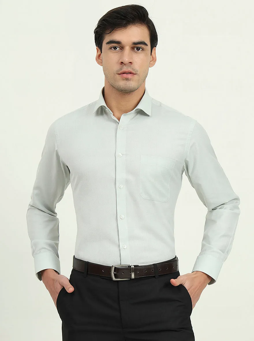 Light Pista Green Solid Slim Fit Formal Shirt | Greenfibre