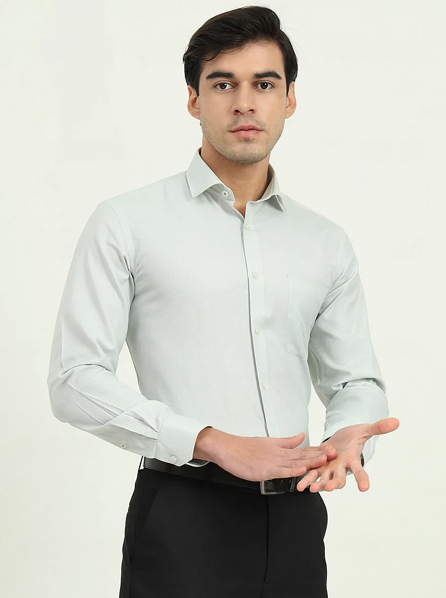 Light Pista Green Solid Slim Fit Formal Shirt | Greenfibre