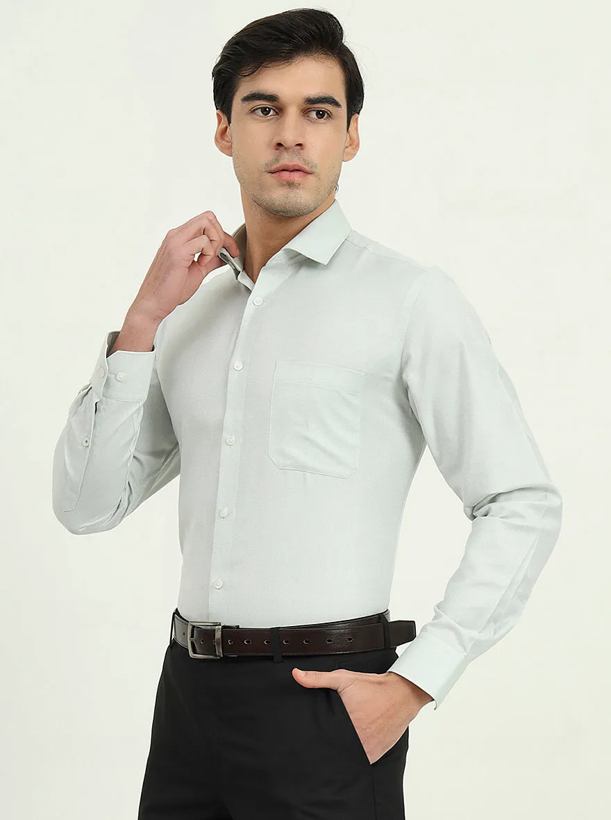 Light Pista Green Solid Slim Fit Formal Shirt | Greenfibre