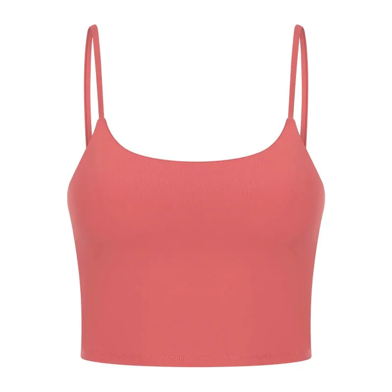Light Support Padded Sports Bras Women - Cotton Feel Self Bra Fitness Crop Top, Workout Running Shirts Soft Nylon Yoga Tank Top
