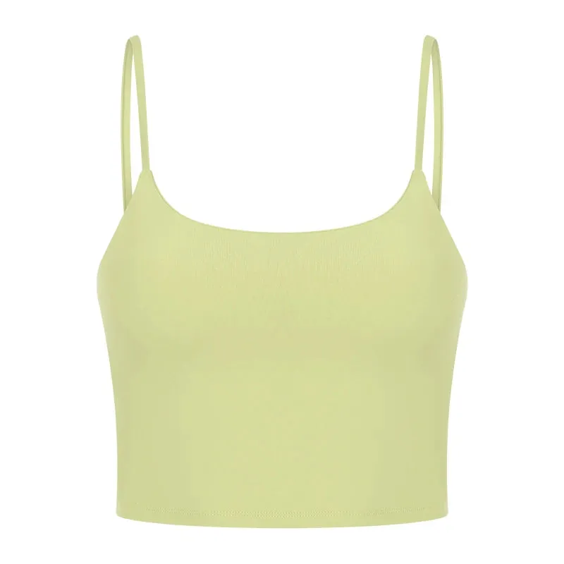 Light Support Padded Sports Bras Women - Cotton Feel Self Bra Fitness Crop Top, Workout Running Shirts Soft Nylon Yoga Tank Top