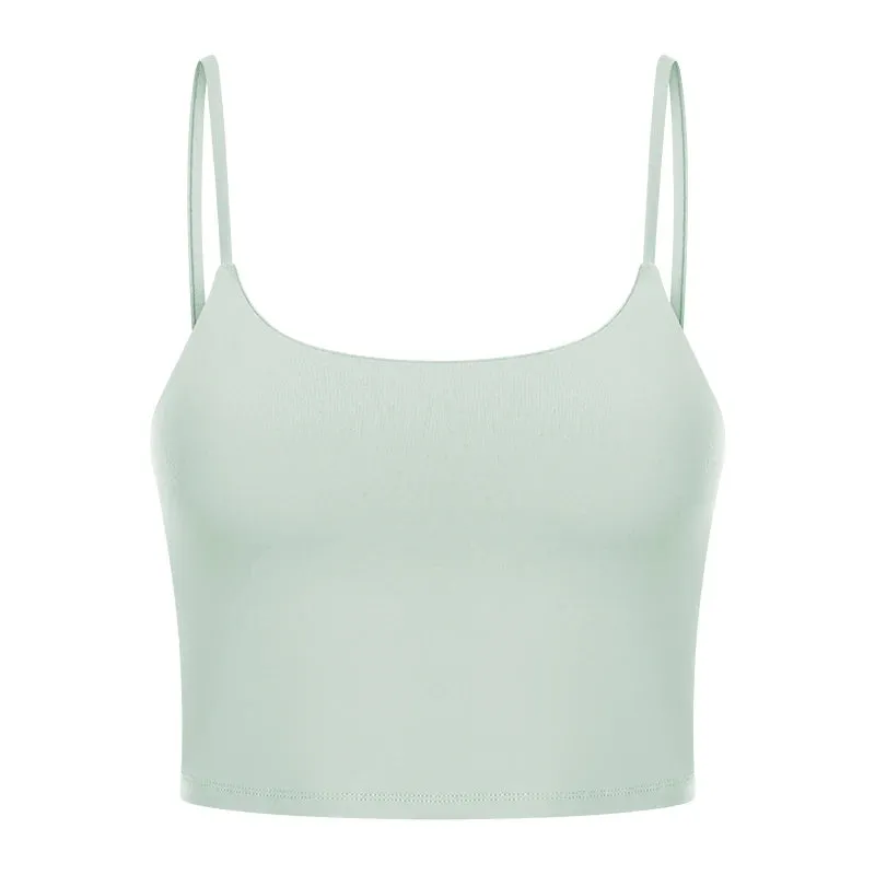 Light Support Padded Sports Bras Women - Cotton Feel Self Bra Fitness Crop Top, Workout Running Shirts Soft Nylon Yoga Tank Top