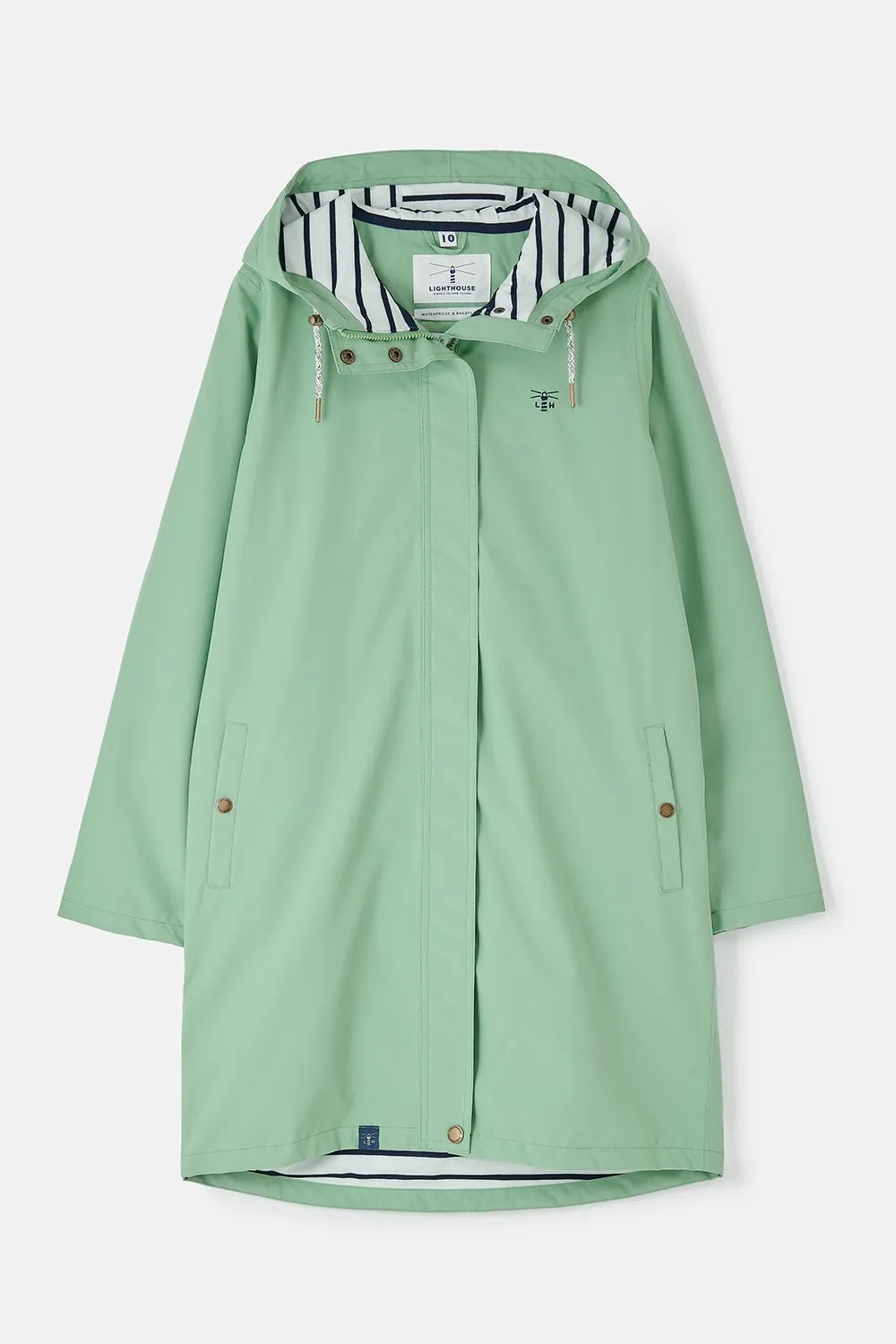 Lighthouse BeachComber 3/4 length waterproof jacket with soft jersey lining and hood.