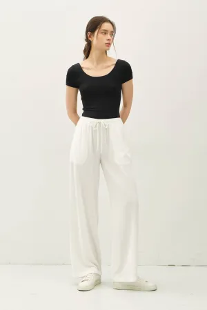 LINEN BLEND WIDE LEG PANTS