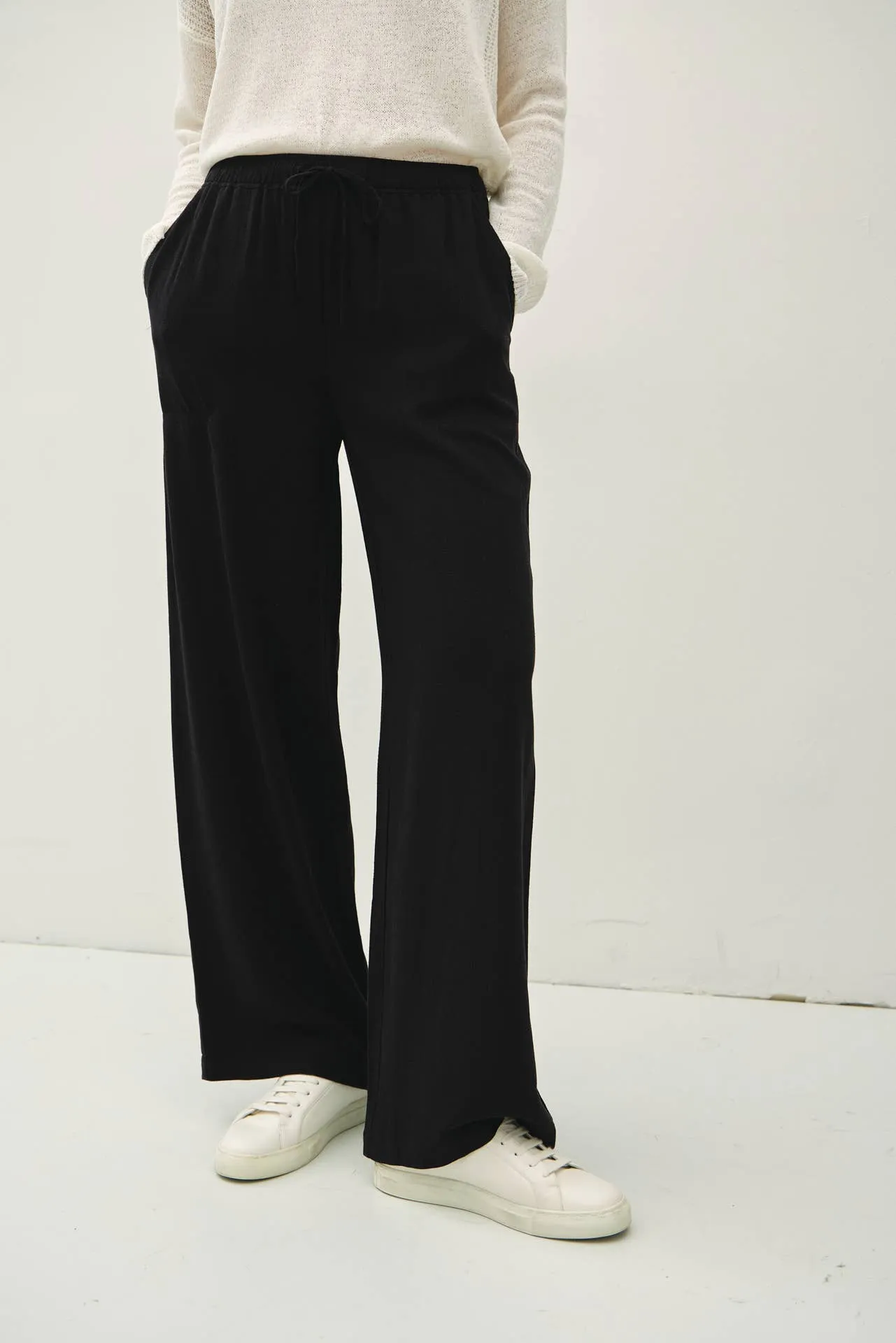 LINEN BLEND WIDE LEG PANTS