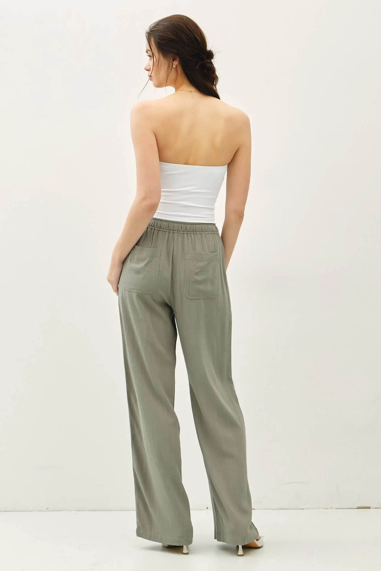LINEN BLEND WIDE LEG PANTS