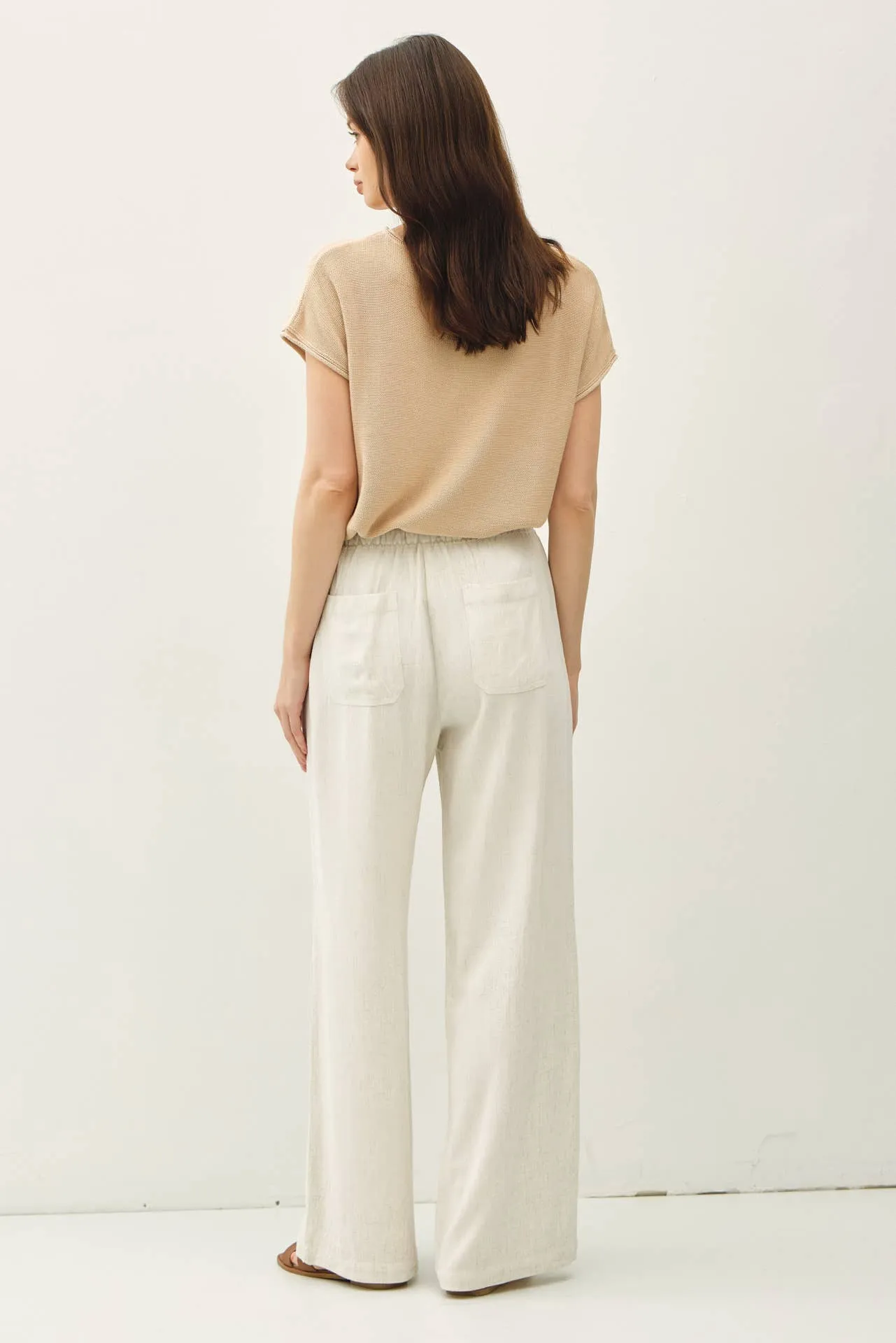 LINEN BLEND WIDE LEG PANTS
