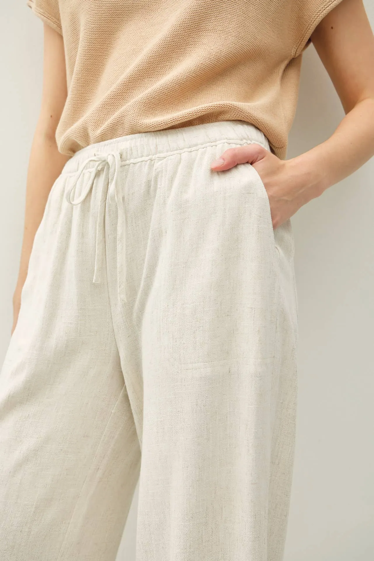 LINEN BLEND WIDE LEG PANTS