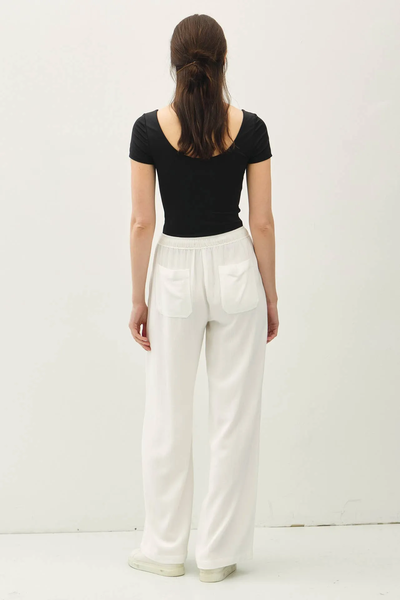 LINEN BLEND WIDE LEG PANTS