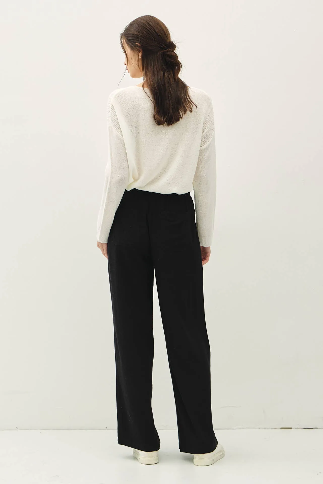LINEN BLEND WIDE LEG PANTS