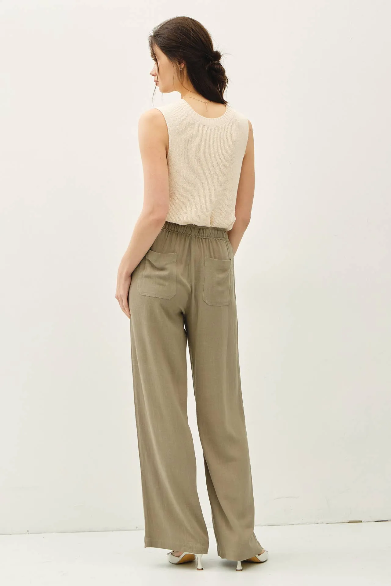 LINEN BLEND WIDE LEG PANTS