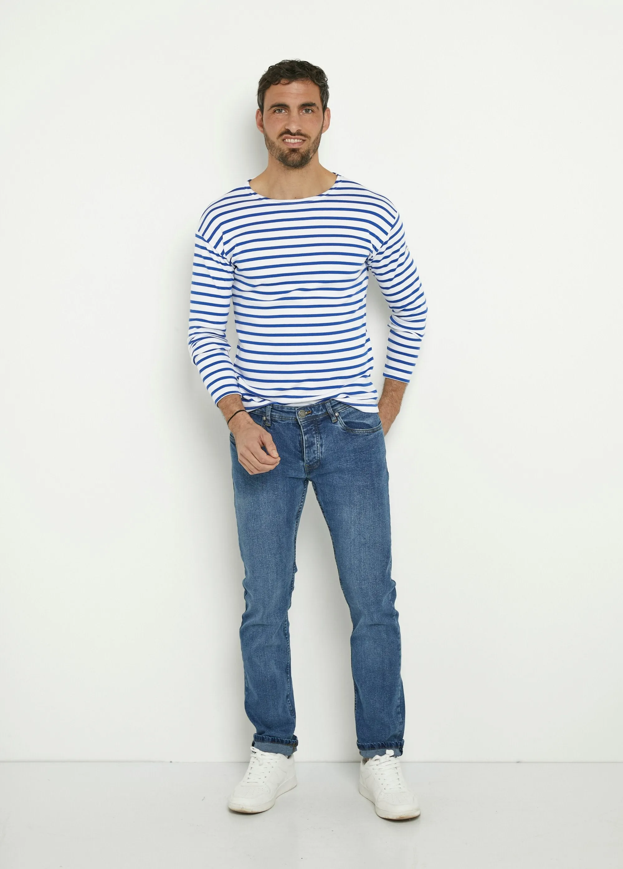 Long-sleeved striped sailor T-shirt