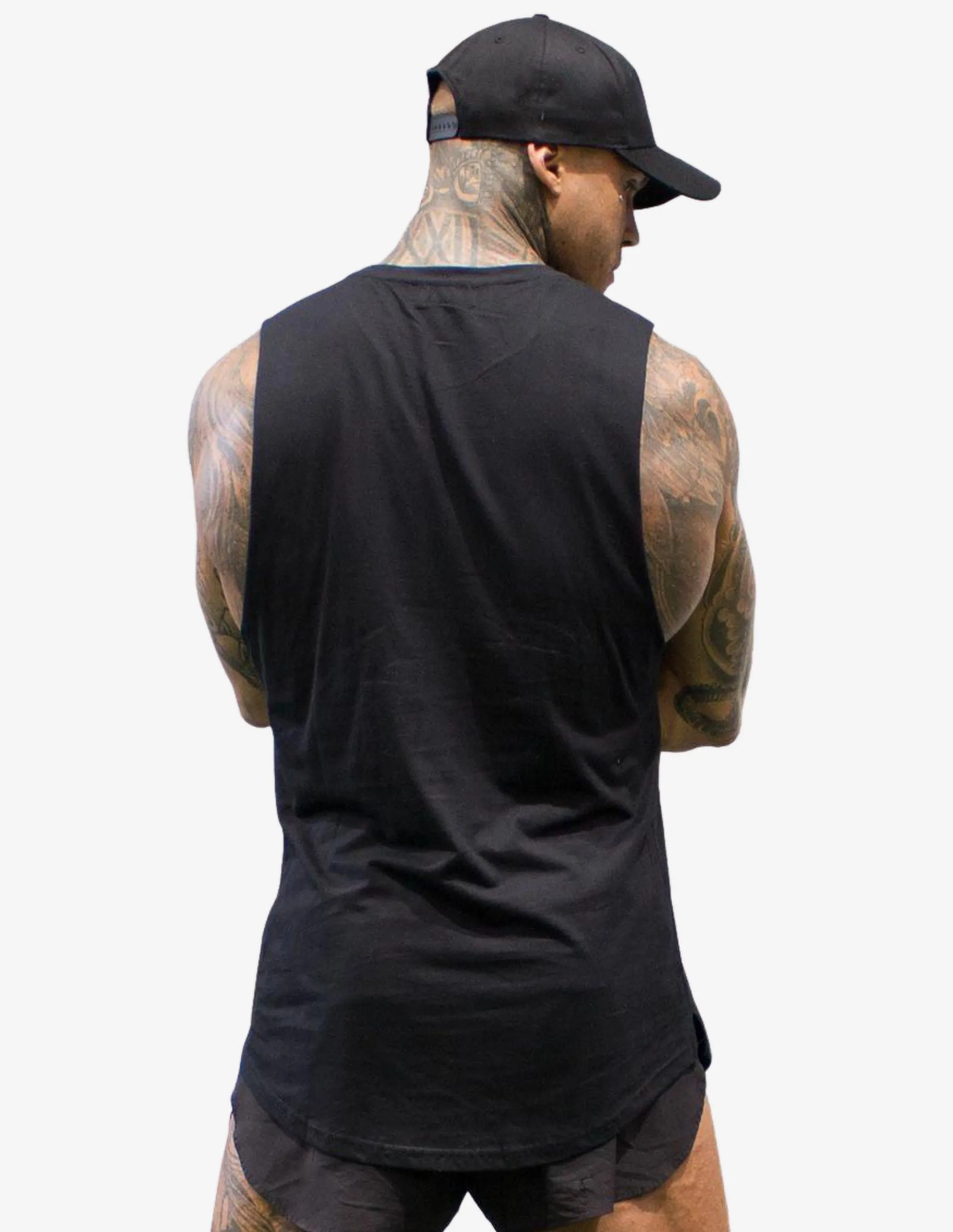 Longline Muscle Tank top - Black