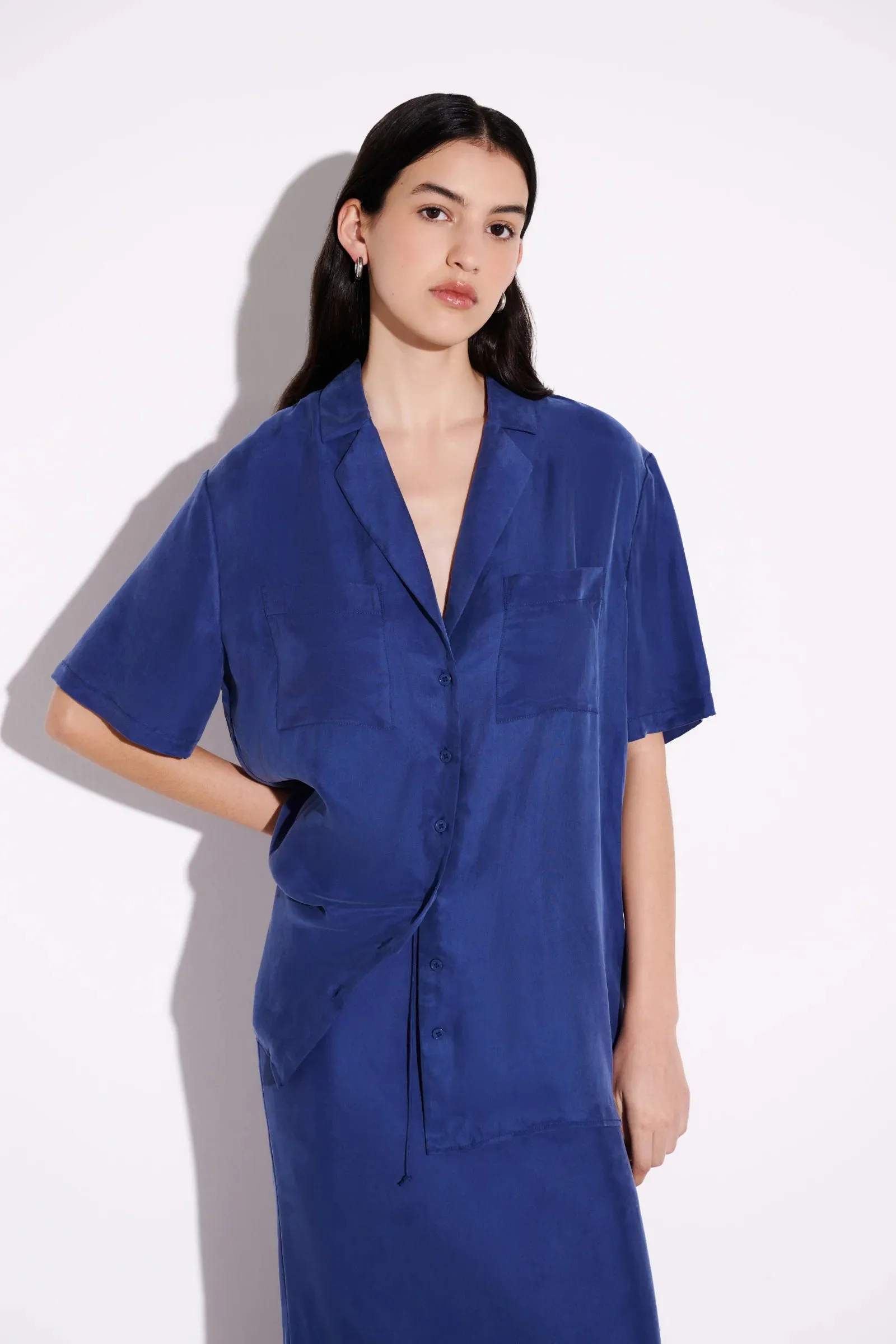 Lucia Cupro Shirt Indigo