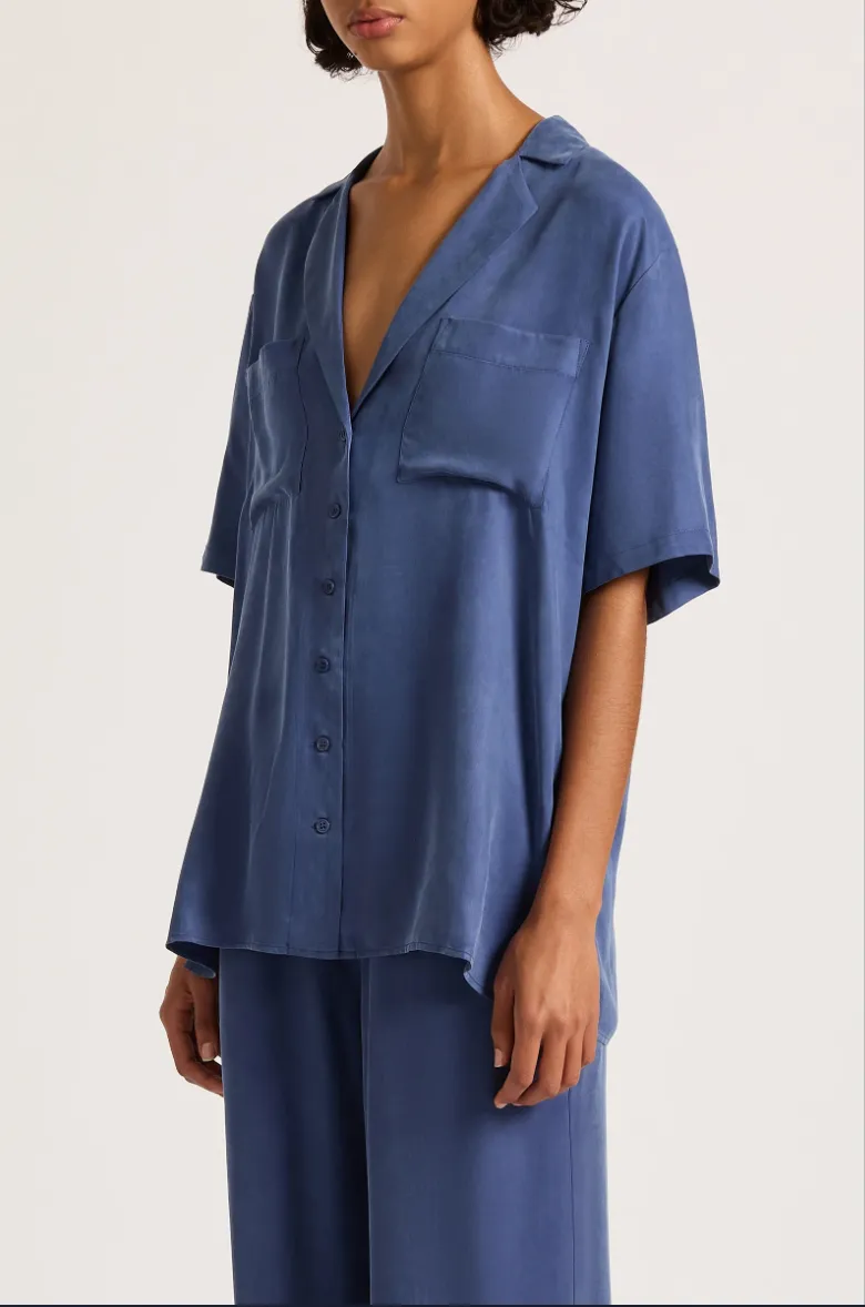 Lucia Cupro Shirt Indigo