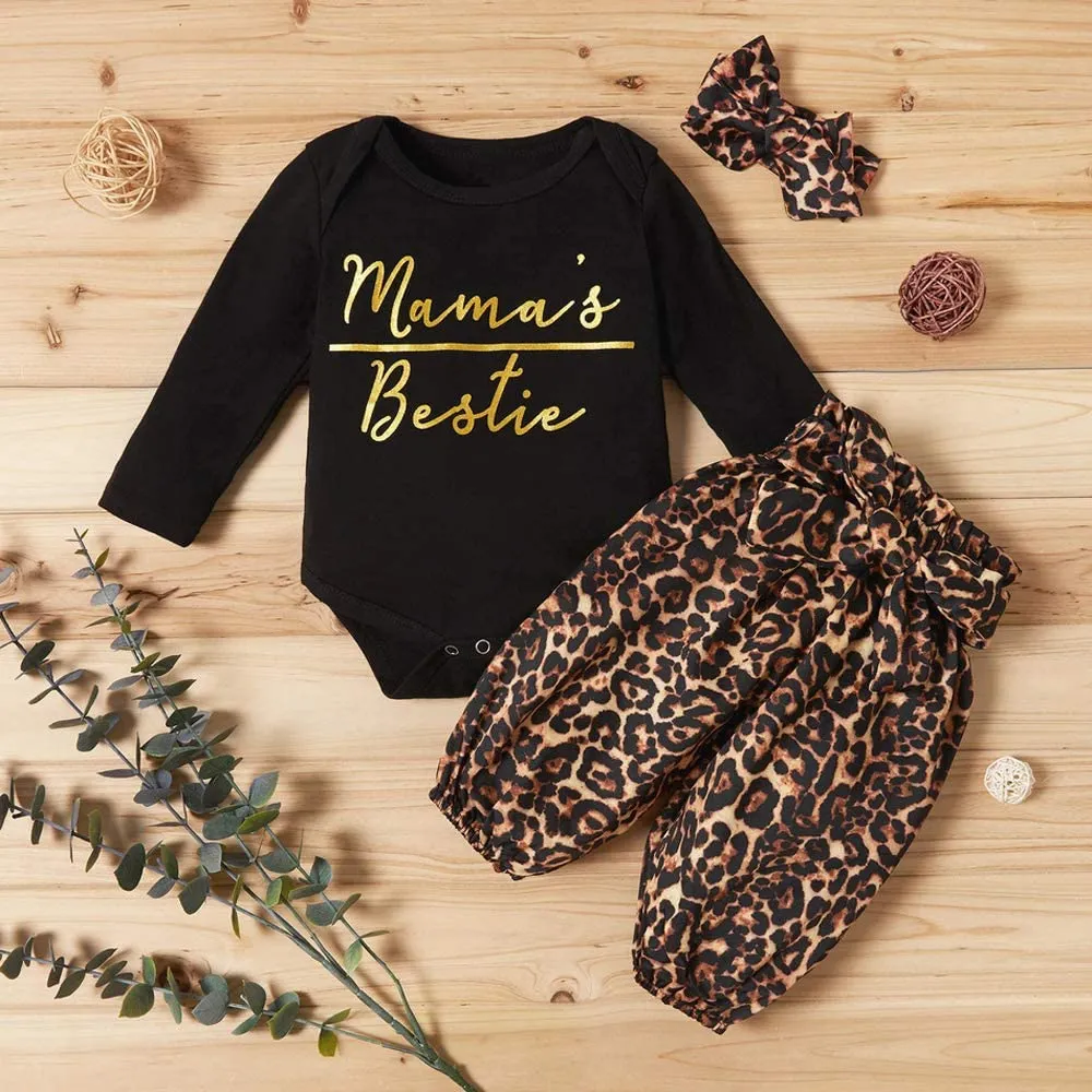 Mama's Bestie Black Leopard Set