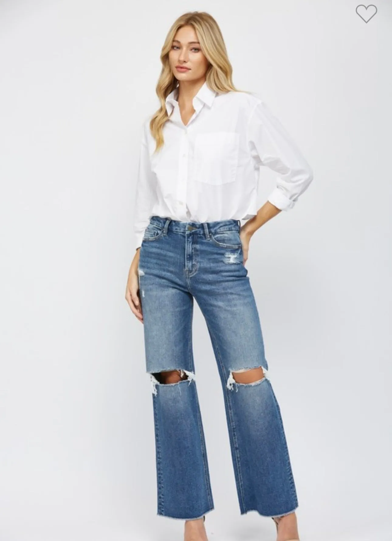 Medium Wash High Rise Wide Leg