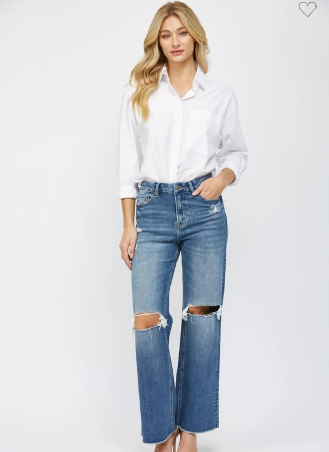 Medium Wash High Rise Wide Leg