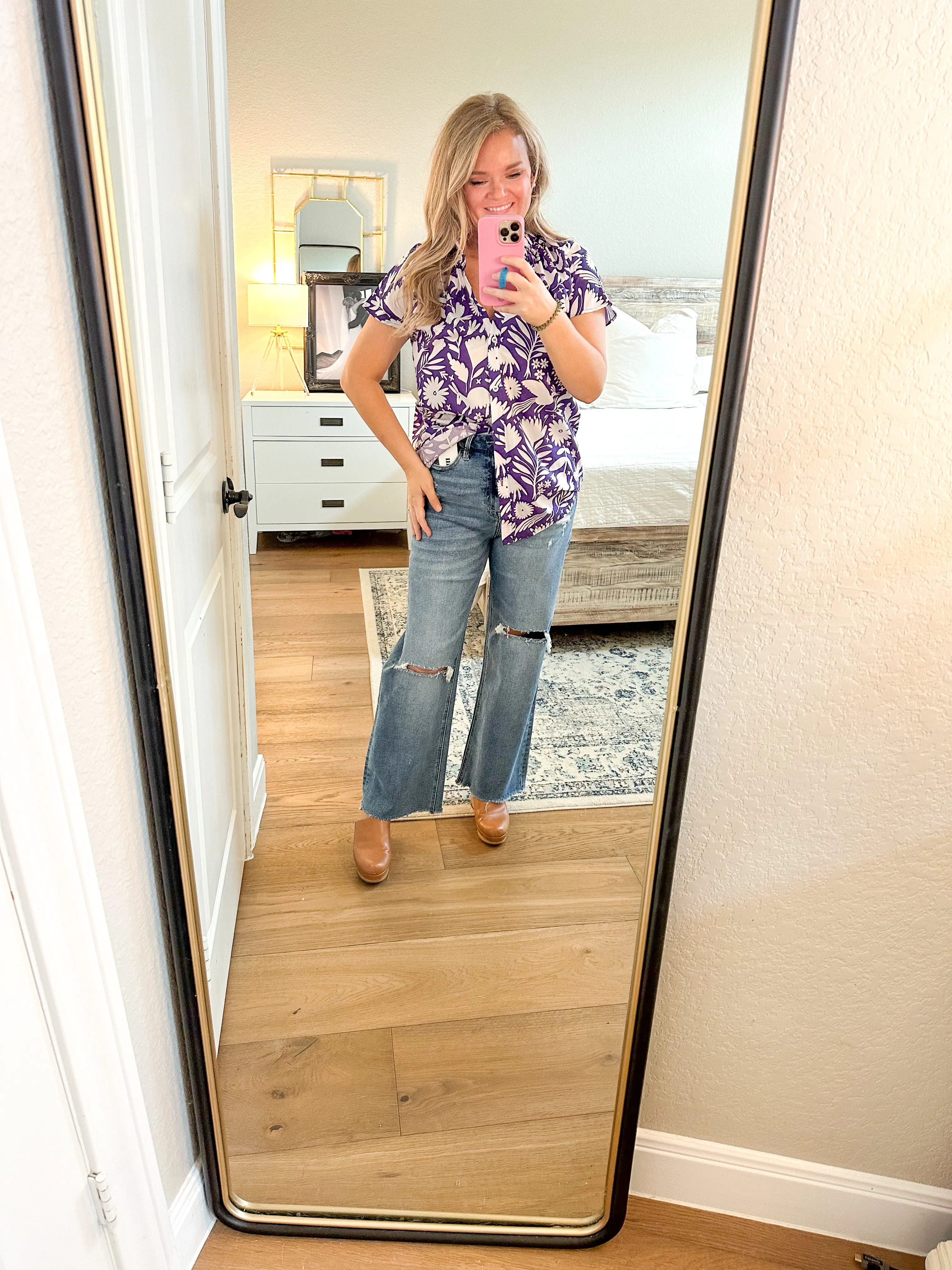Medium Wash High Rise Wide Leg