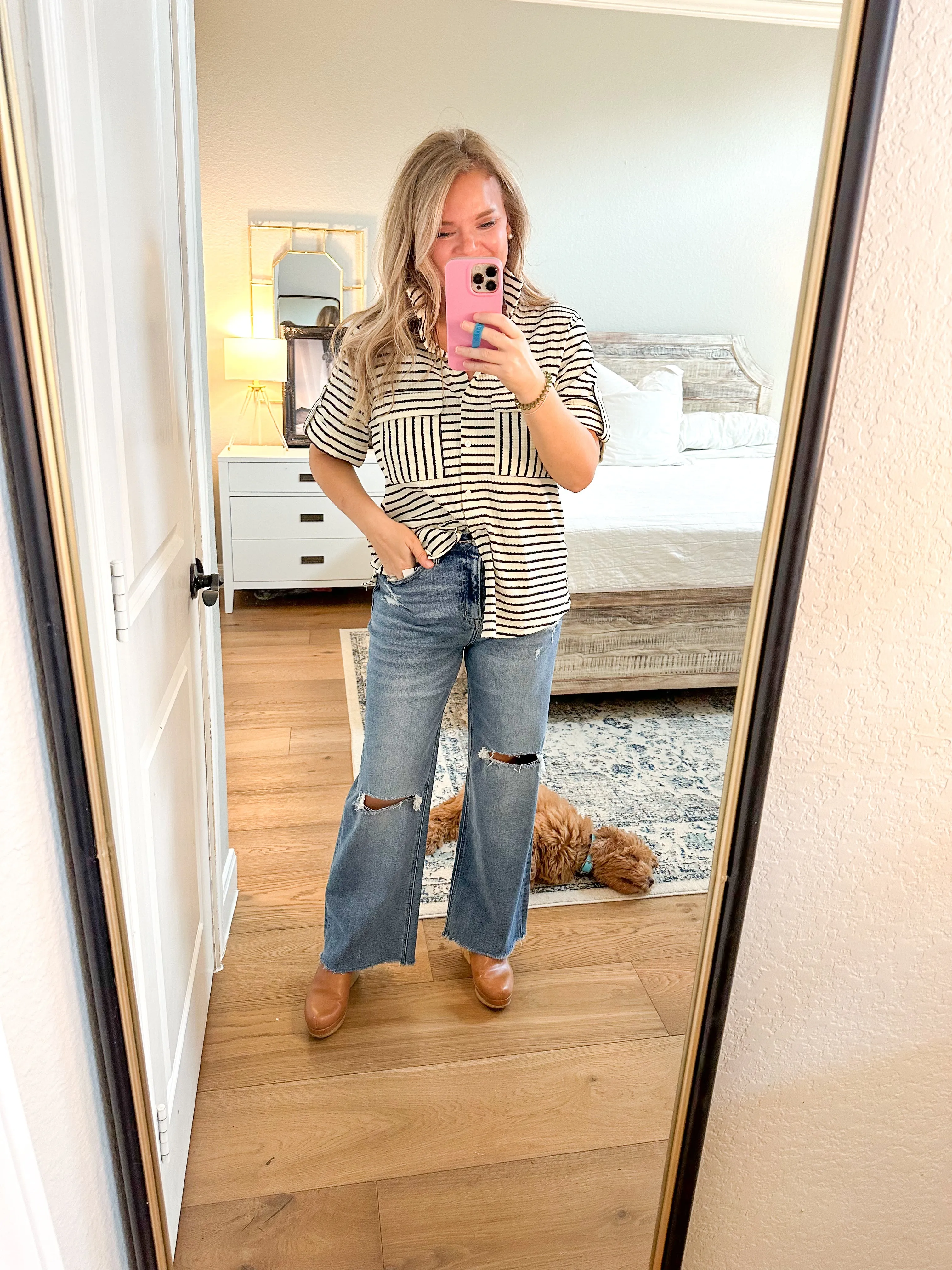 Medium Wash High Rise Wide Leg