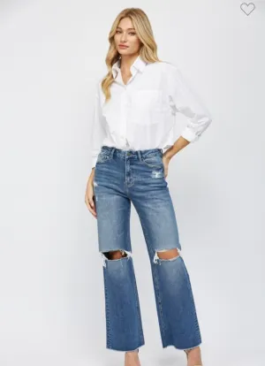 Medium Wash High Rise Wide Leg