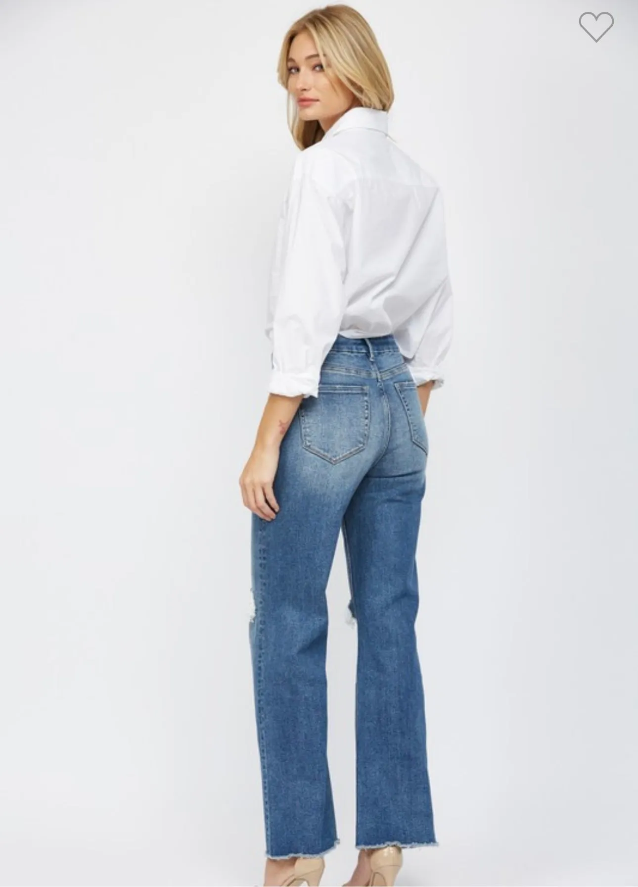 Medium Wash High Rise Wide Leg