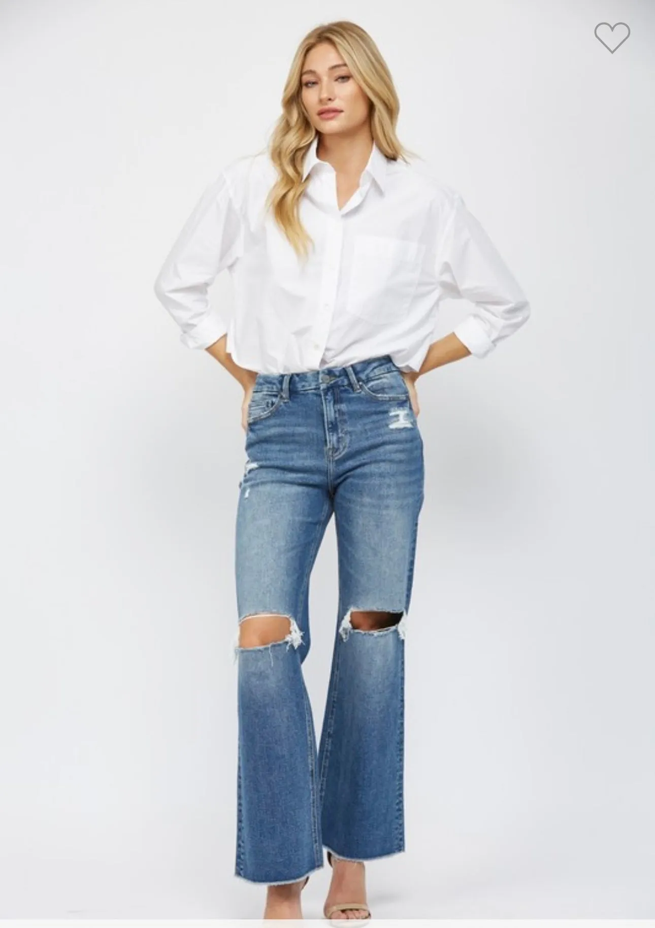 Medium Wash High Rise Wide Leg