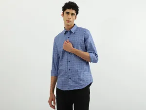 Men Check Spread Collar Shirt